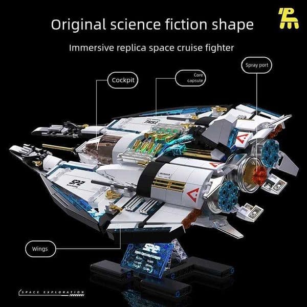 Interstellar cruise ship building blocks space technology spacecraft models childrens assembled toys ornaments giftsJ260523