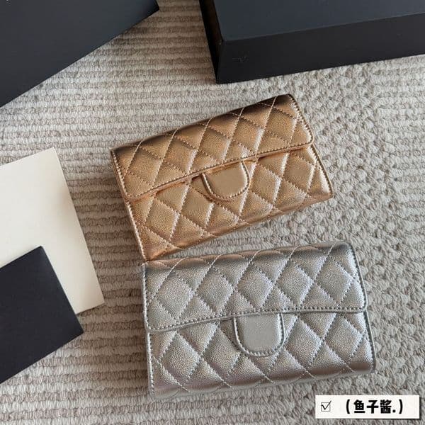 TOP Woc's new wealth bagWomen Designer Shiny Gold Silver Wallet FlapBag Caviar Lambskin Leather Diamond Lattice Chain Card Holders Bags Cross Body Shoulder Handbag