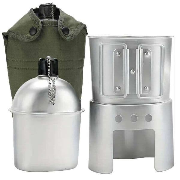 1 Set, Aluminum Canteen Cup And Storage Pouch, Portable Water Bottle For Outdoor Sport Camping Hiking Travel 26W0523