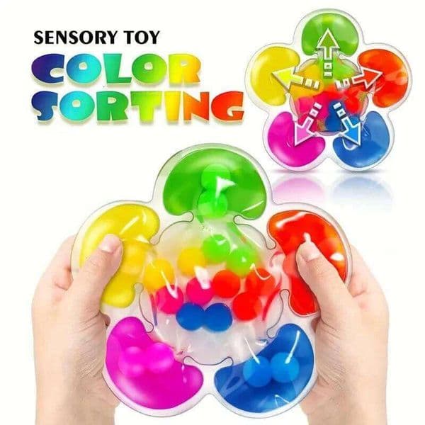 1Pc Color Sorting Sensory Squeeze Toy Vibrant Multi-Color PVC Beads for Youngsters Soft Pinch Pop Fidget Toys Games Party Gifts 26Y0523