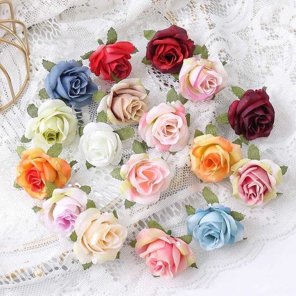10/20PCS Artificial Flowers DIY Candy Box Cake Home Decor Christmas Decorative Wreaths Wedding Party Garden Roses Arch Silk Fake L260522