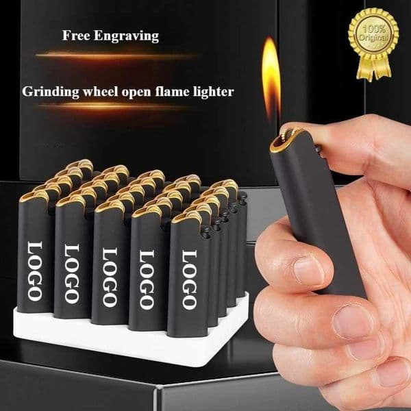 50pcs Frosted Lighters Wholesale Grinding Wheel Open flame Lighters Custom Party Gifts Men Gadgets Wedding SuppliesL260522