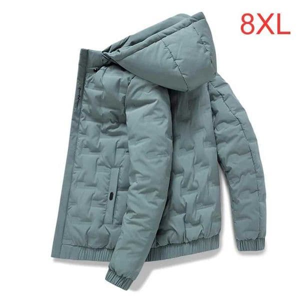 Mens jacket autumn winter new cotton coat gray duck down loose plus size tide padded jacket plus size down jacket 6XL 7XL 8XL Q260523
