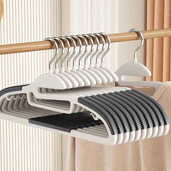 10 Pack Black/Orange/Grey Multifunctional Hangers Wet and Dry Use Anti Slip Clothes Hanger for Bedroom Wardrobe L260523