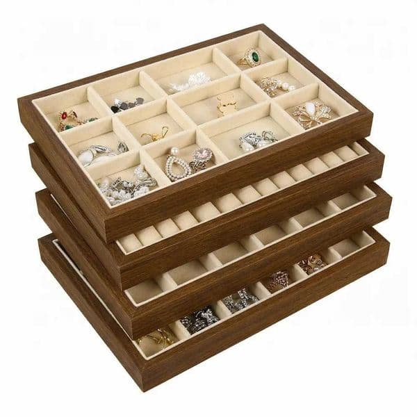 1 Pcs Solid Wood Jewelry Display Tray Stackable Save Space For Rings Bracelet Necklace Earring Storage Valid for Home Use L260522