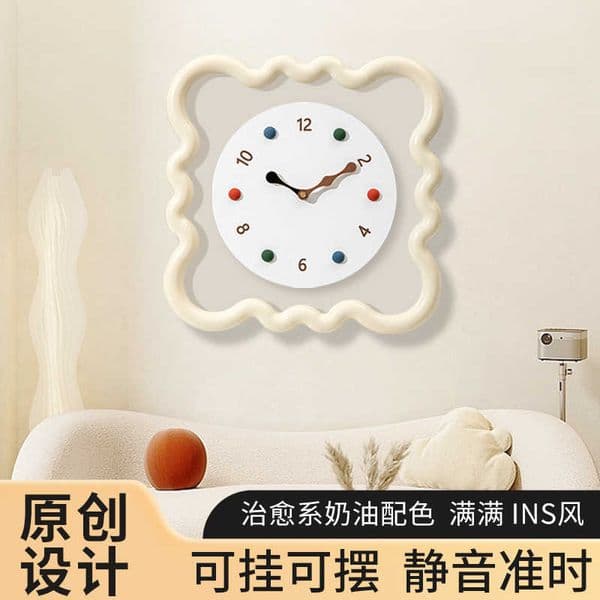 Cream-style cookie wall clock for the living room trendy and creative silent clock wall-mounted ins-style clockL2605236R3A