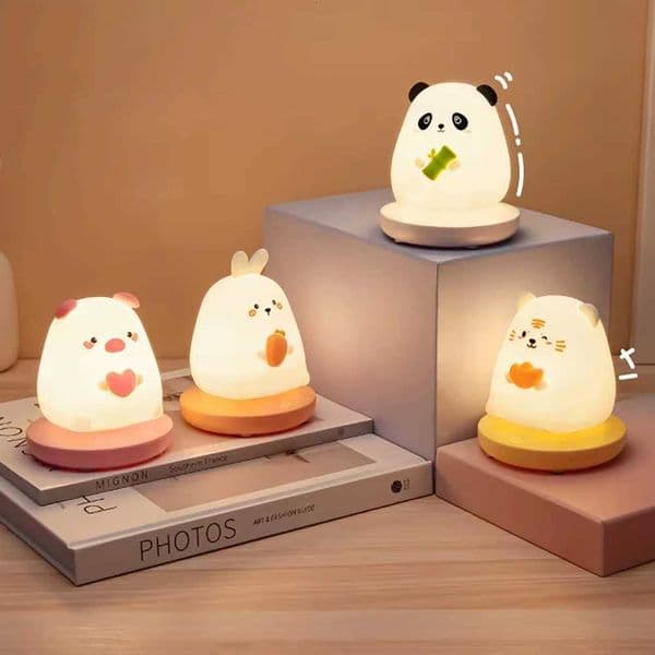 Silicone Night Light USB Rechargeable LED Lamp Cute Touch Sensor Bedroom Bedside Table Light Children Gift M260522