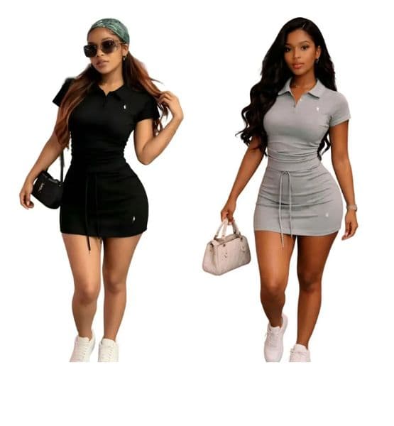 Women 2-Pieces Sets dress new Polo neck short sleeved shirt and bodycon Skirts Women's Summer Fashion shirts short dress suits