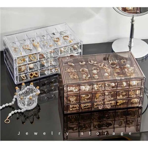 72-grid Large-Capacity Ring Earrings Necklace Jewelry Storage Box Large Capacity Ring Earring Necklace Acrylic Sorting Box L260522