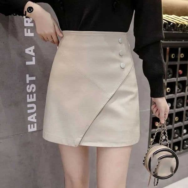 Fashion Trend Rivet Patchwork Women Bag Hip Mini Leather Skirt Korean All-match High Waist Solid Color Skirts Womens Clothing M260522