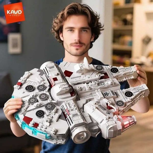 KAVOWORLD 1361PCS Galaxy Interstellar Cruiser Building Blocks Set with LED Light DIY Collectible Model Kit for Fans Holiday GiftJ260523