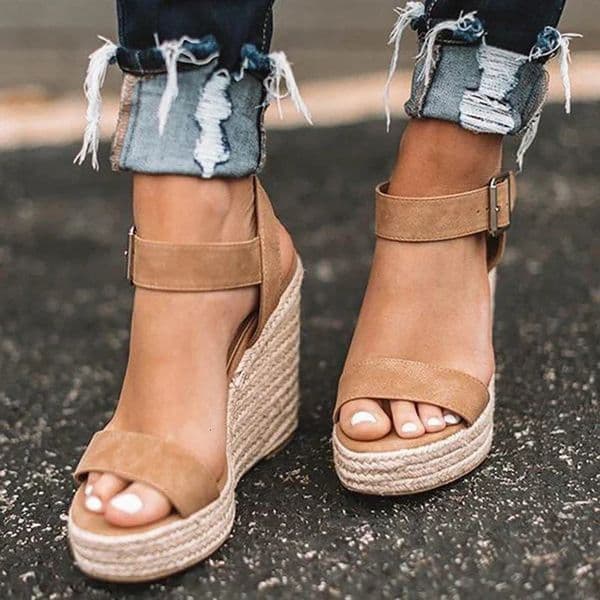 Summer Sandals Women Wedges Platform Ladies Hemp Shoes Ladies Candy Color Casual Girls Slip on Strap Cross Girls Plus Size 260522