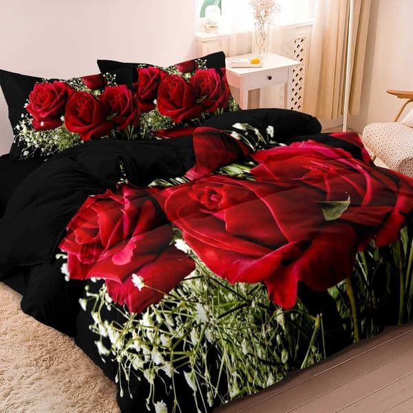 3pcs Imitation Rose Print Bedding Duvet Cover Set Soft Comfortable Duvet Cover For Bedroom Guest Room Perfect for All Seasons T260520