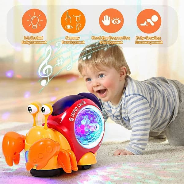Crawling Crab Baby Toys With Music Light Up Interactive Musical Toys For Baby Dancing Crawling Toys Moving Toddler Toys 0 12260514