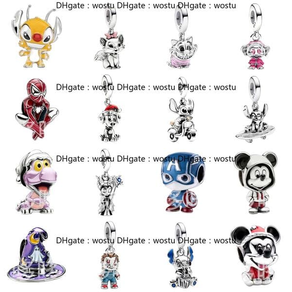 NEW Charms 925 Silver Stitchs Charm Mouse Spider pendant with box Beads Fit charm Bracelet Bangle Necklace Women Designer Luxury Jewelry Party party Gifts good