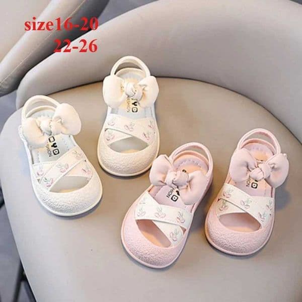 Cute Bow Decor Baby Girls Summer Sandals Lightweight Soft Bottom Footwear Ideal First Walker Shoes for Beach C260522