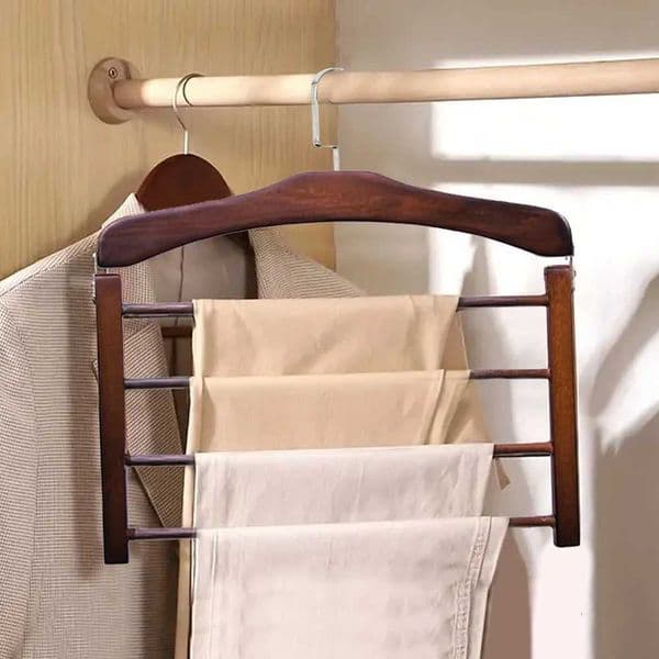 Solid Wood Clothes Drying Rack Wardrobe Storage Rack Multi-function Solid Wood Trouser Rack Towel Rack Home Apartment Clothes ra L260523