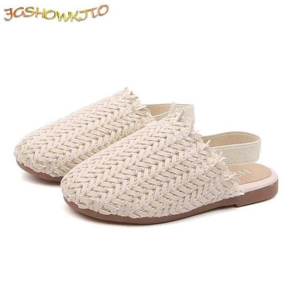 Girls Summer Shoes Weave Knitted Design Children Flat Shoes Kids Summer Sandals Princess Sweet Soft Fashion 2 in 1 Slippers Cute C260522