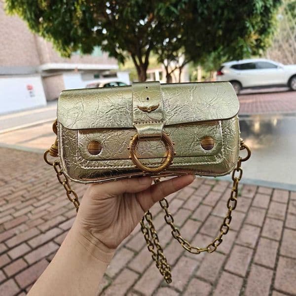 Evening Bags Rock wings French Classic Rivet Circle Design Simple Versatile Mini Bag Chest Bag with Gold Chain Purses effortlessluxuryXTNG