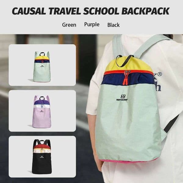 Contrast Color Outdoor Travel Ladies 2025 New College Student School Bag Fashion All-Match Lightweight Small Backpack