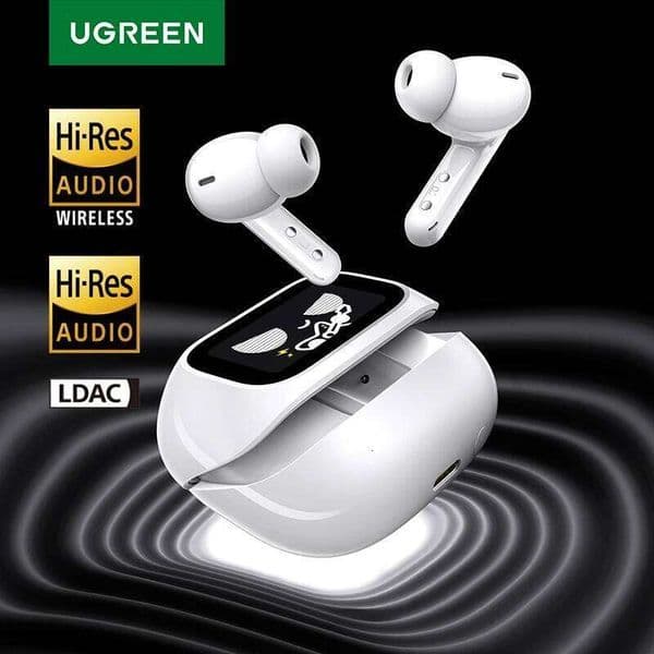 UGREEN LCD Full Color Smart Screen Wireless TWS BT Earphones Earbuds 52dB Active Noise Cancelling ANC In Ear Headphones 26Y0523