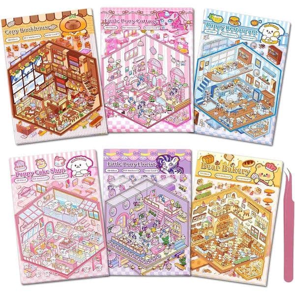 DIY 3D Sticker Scenes Make Your House Cute Kawaii Therapy Sticker Stress Relief Holiday Christmas Activity Easter Basket Stuffer M260522