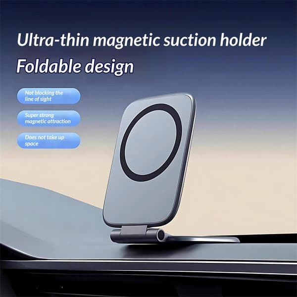 New ultra thin magnetic mobile phone holder without blocking view and with stackable design for vehicles