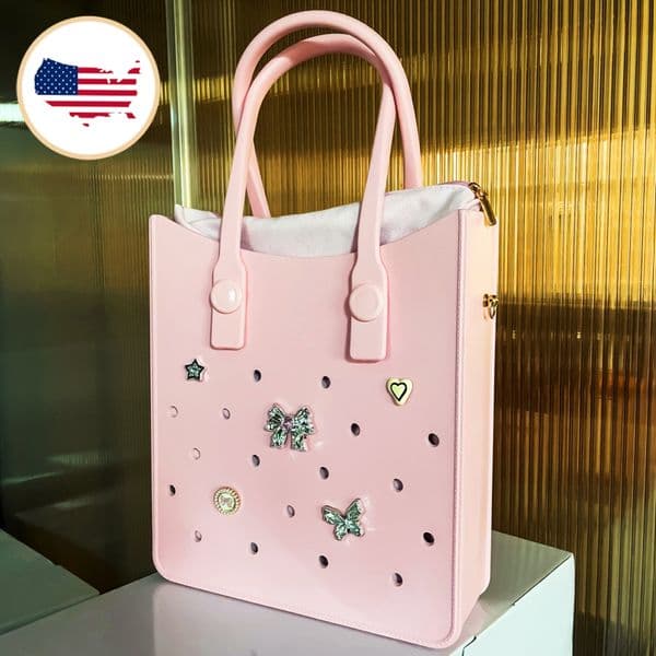 Pink EVA Clog Hole Tote Bag Fashion Laptop Work Bag for Women Office School and Travel