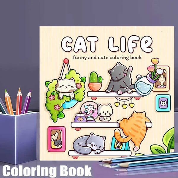28 Pages Cats Daily Life Coloring Book for Adult Colouring Book Drawing Supplies for Christmas Thanksgiving M26023