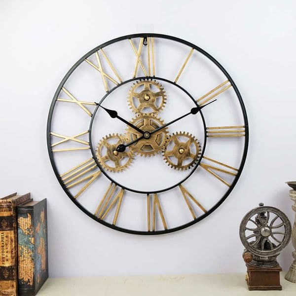 American-style antique iron gear wall clock European-style creative silent wall clockL260523GCZQ
