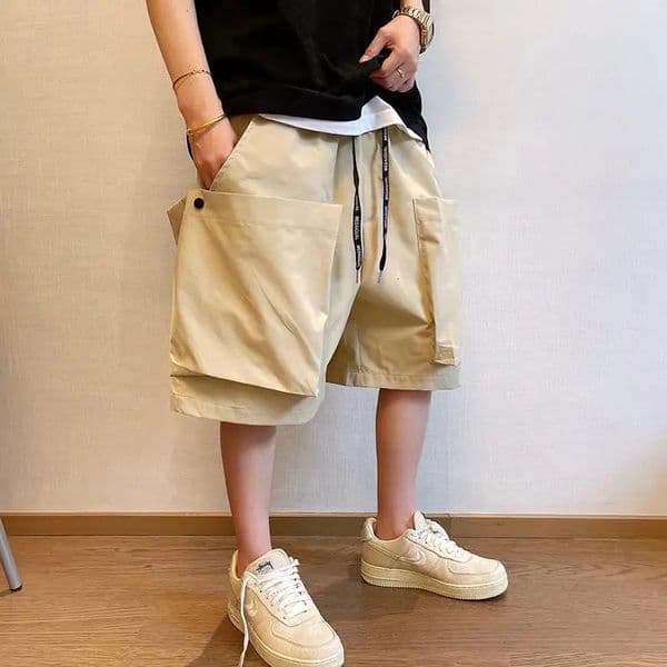 Men Trendy Casual Streetwear Hip Hop Big Pocket Cargo Short Pants Y2K Summer Youth Solid Oversize Baggy Beach Shorts 260521