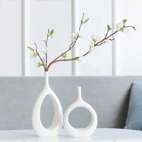 Simple Nordic Ceramic Flower Vase Home Table Decor Flower Pot Arrangement Garden Desk Creative Ornament Dried Flower Vase L260521