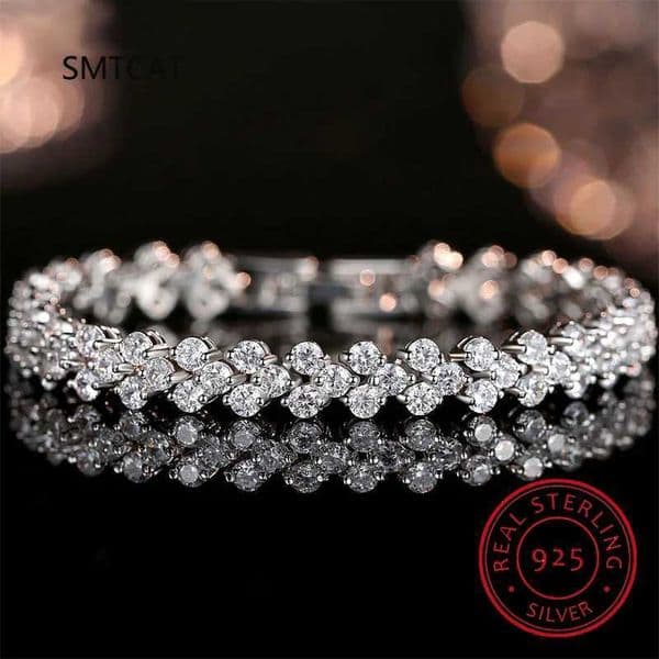 100 Solid Silver 925 Lab Diamonds Simulated Moissanite Bracelets for Women Girls Wedding Cocktail Party Fine JewelryZHR260522