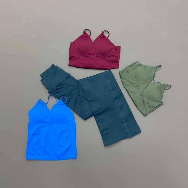 2 Piece Sports Set Women Camisole Crossover Bell Bottom Pants Suit Elastic Slim Hip Lift Comfortable Fitness Jogging Streetwear 26L0523