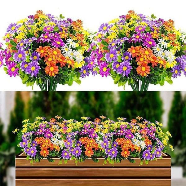 33cm Artificial Flowers Daisies UV Resistant Colorfast Plastic Plants Home Wedding Windows Outdoor Decor DIY Artificial Flowers L260522