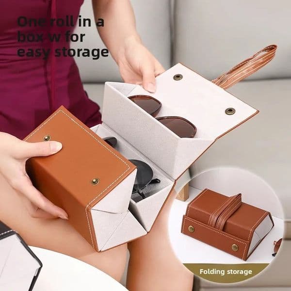 Multi Slot Portable Glasses Organizer PU Leather Foldable Travel Sunglasses Case Soft Lining Storage Display Box for Men Women 260522