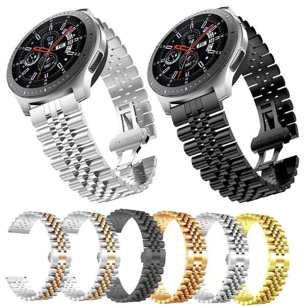 for Huawei GT2pro, Samsung Watch3, Huami new stainless steel butterfly clasp five-bead solid watch strap 22mm
