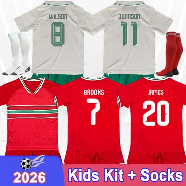 2026 WaLEs Kids kit Soccer Jerseys National Team National Team BROOKS CULLEN KOUMAS WILSON N.WILLIAMS JOHNSON JAMES AMPADU Home Football Shirts Uniforms
