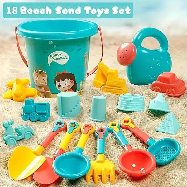18PCS Beach Sand Toy Set Durable Plastic Summer Pool Beach Game Set Outdoor Sand Play Tools For Boys And Girls Great Holiday260514