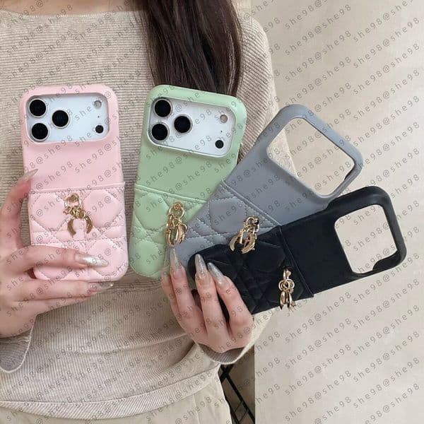 Phone Case Designer iPhone Case with Luxury Card Holder for iPhone 17 16 15 14 pro max 13 12 14Plus XSMax XR 7P 8P Samsung Galaxy S23U S23 S22 S21 Ultra NOTE 20 Mobile Cover