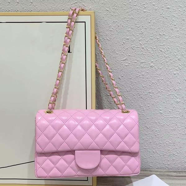 Womens Designer Classic Double Flip Bag Quilted Hardware Caviar Gold/Silver Hardware Accessory Chain 27x17cm Luxury Cross Shoulder Handbag Wallet