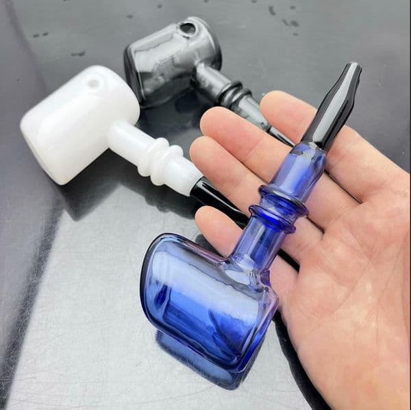 Glass Pipes Smoking Hand-blown Beautifully Handcrafted Smoking Pipe Classic flat mouthed 2-wheel concave pot glass pipe from Europe and America