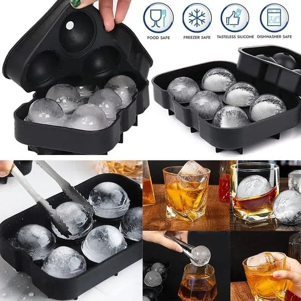 Wholesale Ice Cube Silicone Ice Cube Tray Big Ice Cube Mold Reusable Ice Mold Ball for Whiskey Ice Mould 4/6/8 Grid Ice Ball 260518
