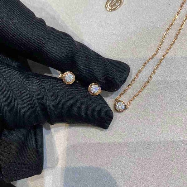Designer Car tierr Classic Single Diamond Stud Earrings Thick Plated 18K Gold One Diamond UFO Earrings Exquisite Version Bubble for Women