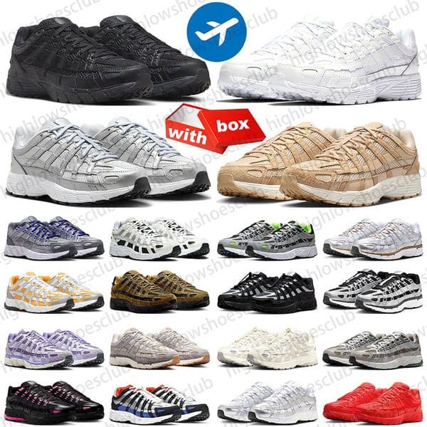With Box running p6000 shoes designer for men women Metallic Silver Black White Brown mens trainers womens outdoor casual sports