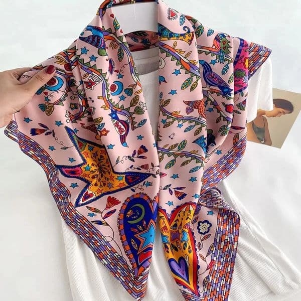 9090cm fashion Silk Scarf Scarftop Headwraps Women Vintage Four Seasons Hair Scarve Hijab Foulard Bandana Femme Headscarf 260521