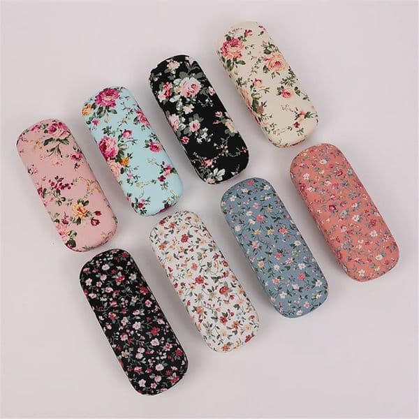 Retro Floral Glasses Case Flower Printed Cloth Reading Glasses Box Hard Eyewear Protector Women Optical Glasses Storage Case 260522