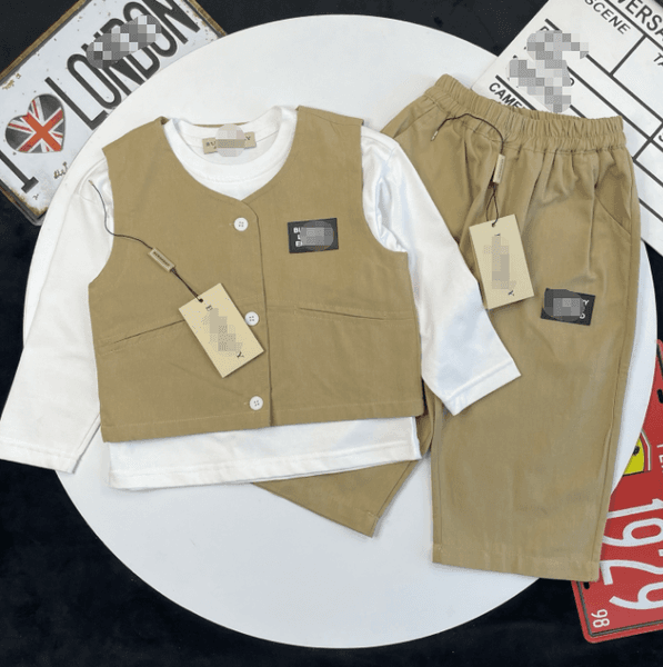 Boys Active Leisurewear Combo Cozy Cotton Vestsuit Plus Tee Pairing w/ Drawstring Bottoms for Youthful Fit | S/M/L/XL Options Available