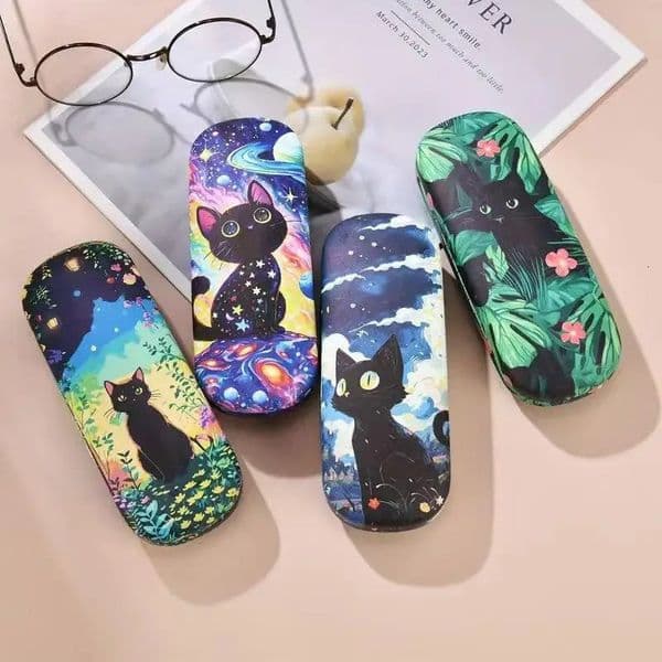 Black Glasses Box Portable Sunglasses Box Kitten Glasses Case Round-Headed Eyeglasses Storage For Eyewear 260522