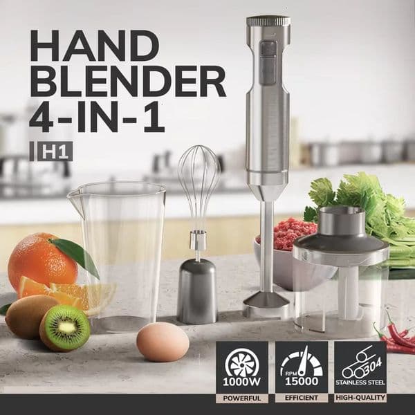 Hand Immersion Blender Powerful 4-in-1Stainless Steel Stick Food Mixer700ml Mixing Beaker500ml ProcessorWhisk 260521